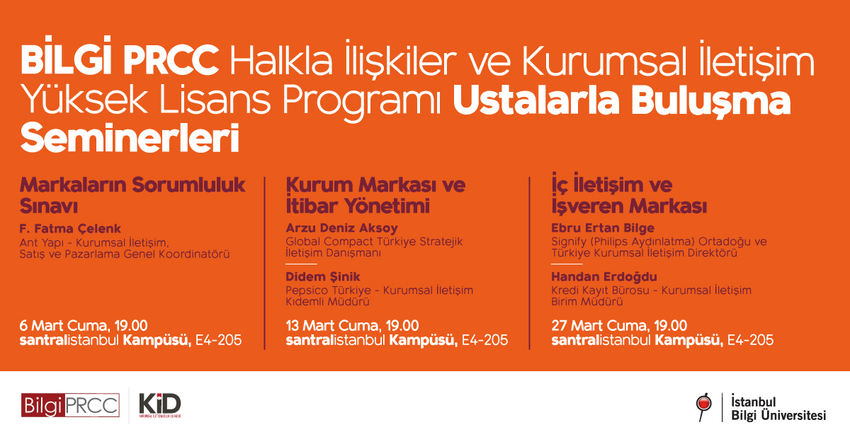 BİLGİ PRCC Ustalarla Buluşma Seminerleri Mart Programı