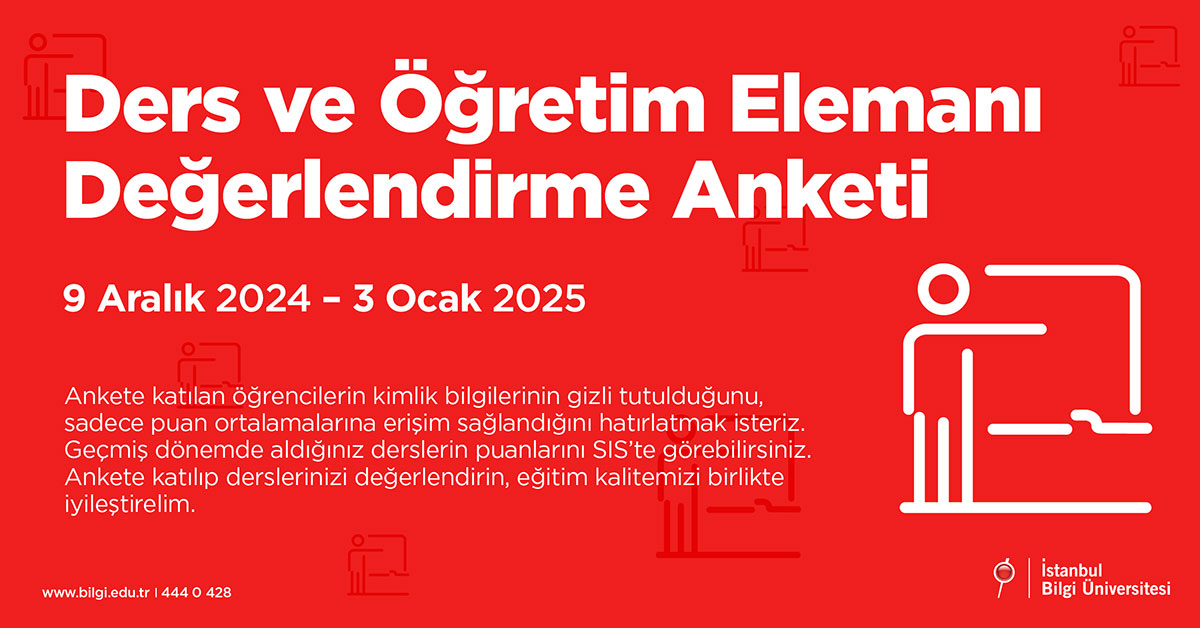 2024-2025 Akademik Yılı Güz Dönemi Ders ve Öğretim Elemanı Değerlendirme Anketi