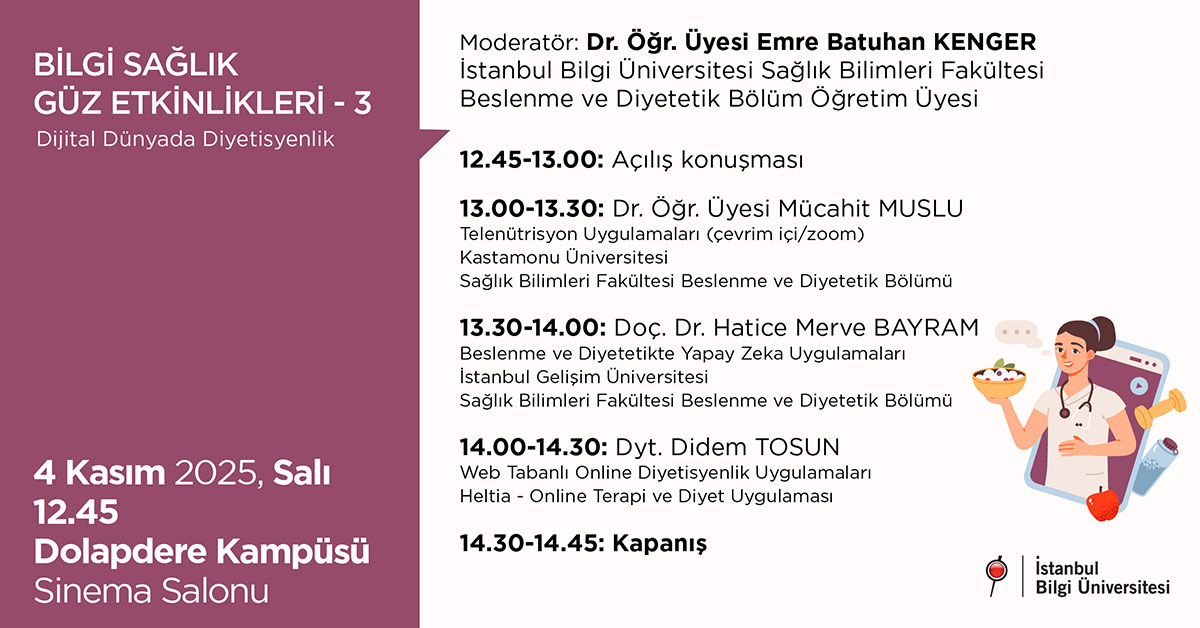 BİLGİ Sağlık Güz Etkinlikleri-3: Dijital Dünyada Diyetisyenlik